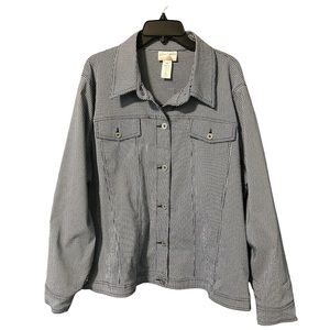 ALFRED DUNNER Black/White Gingham Stretch Button Down Jacket Size 22W